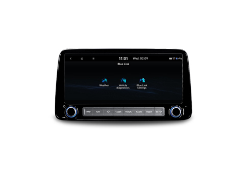 Individualizovaný uživatelský profil v interiéru nového kompaktního SUV Hyundai Kona Hybrid. 